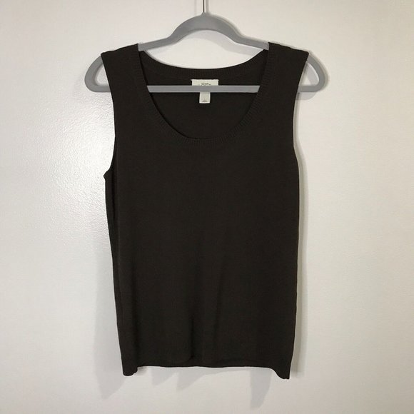 LOFT Tops - Ann Taylor Loft Brown Sweater Tank Top Shirt Size Large L Stretch Knit Blouse